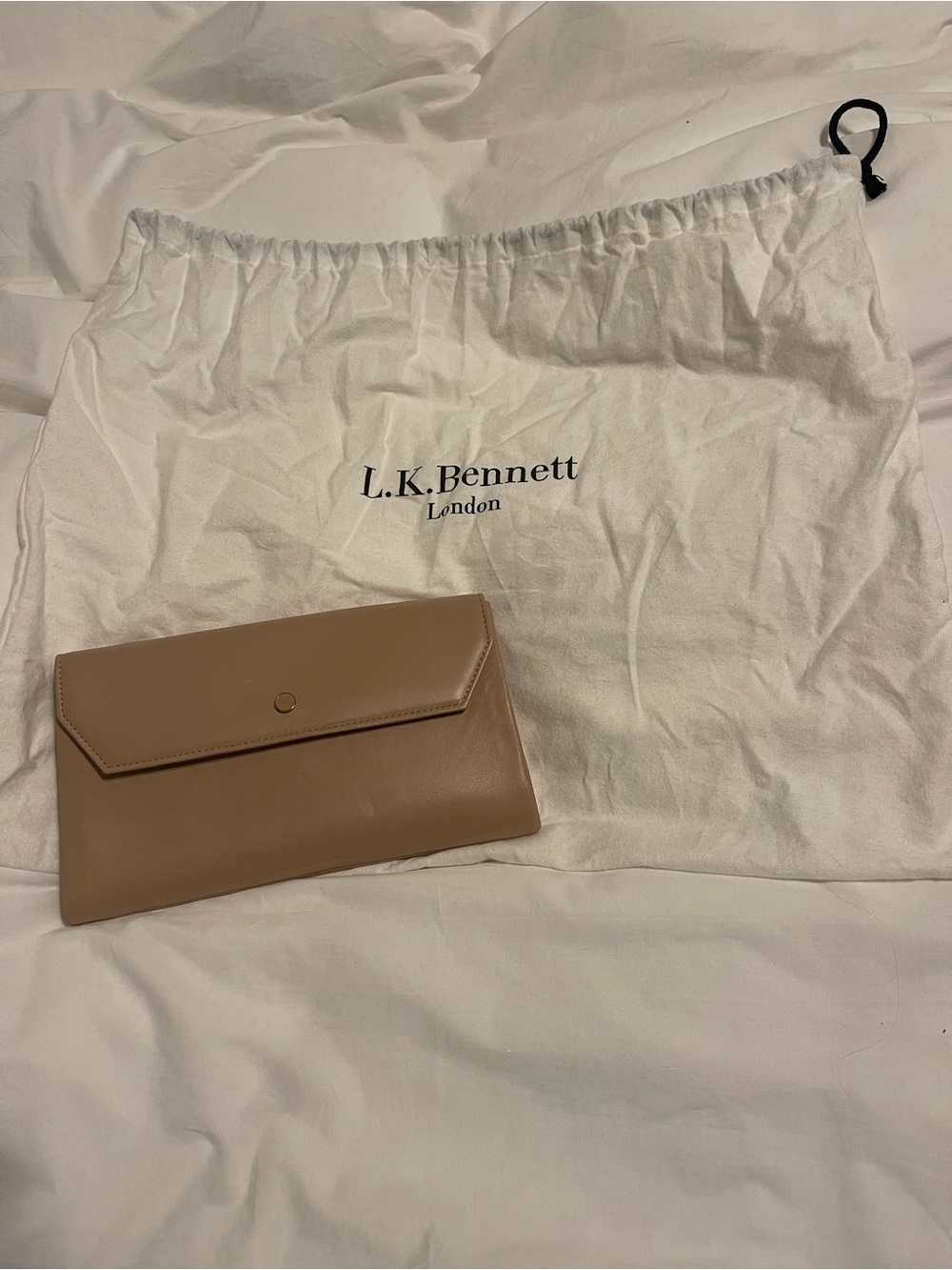 LK Bennett Taupe Leather Envelope Clutch